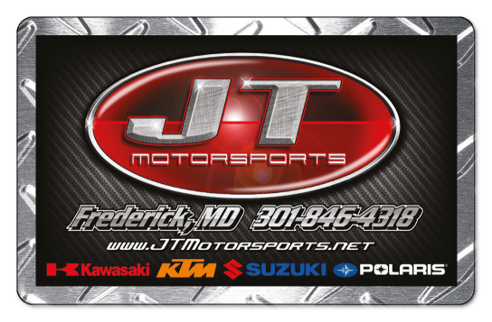 JT motorsport logo on a chrome background